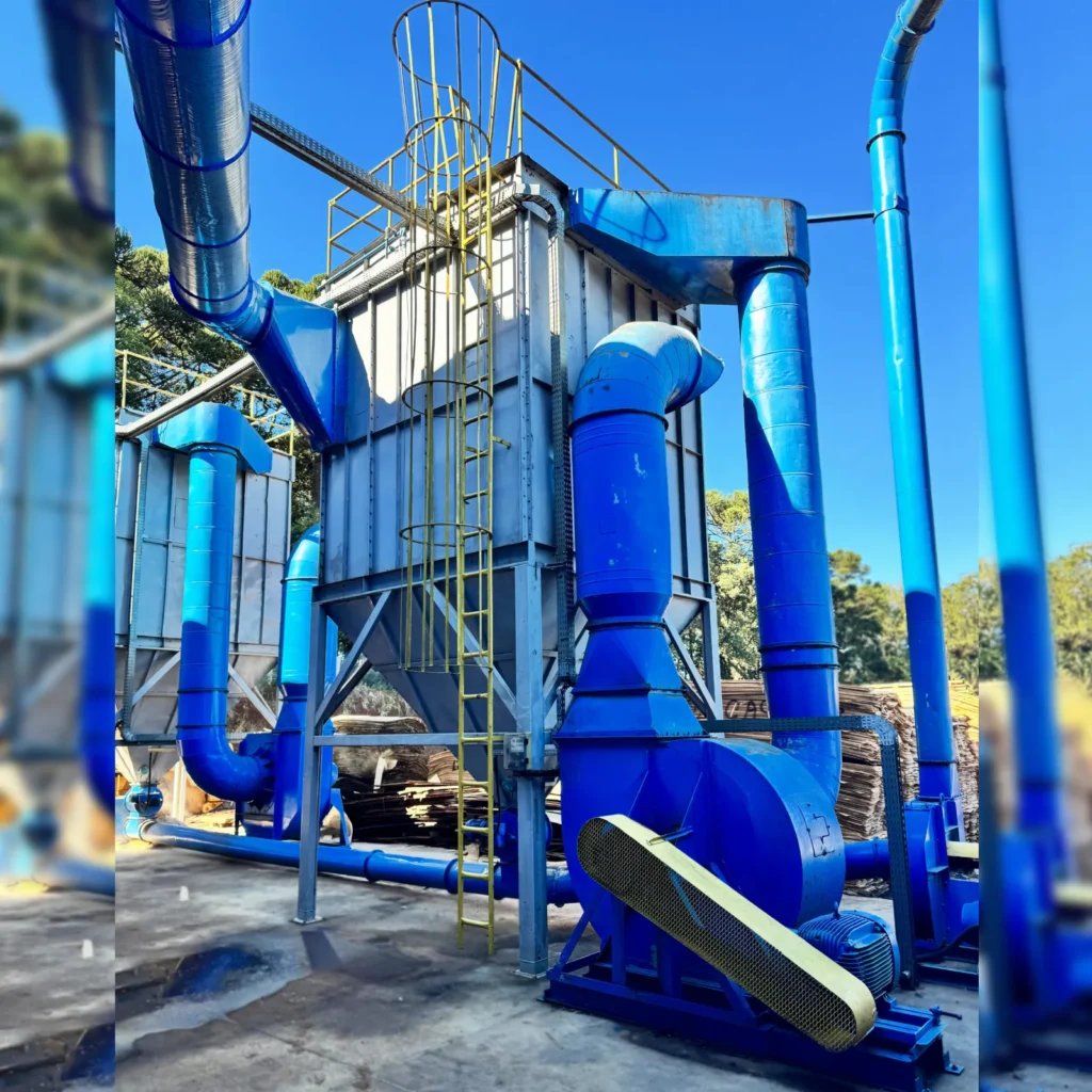 Sistema de exaustao industrial com filtros de mangas